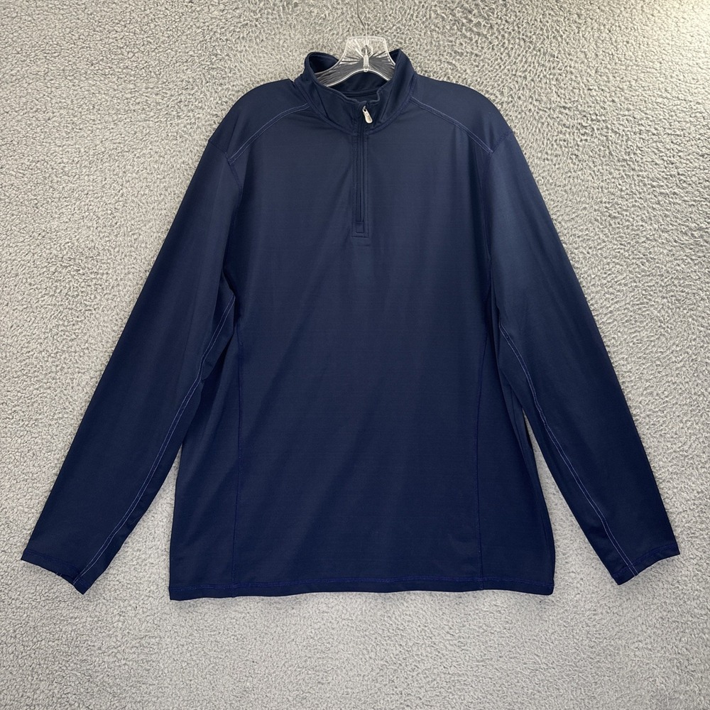Tommy Bahama 1/2 Zip Pullover Navy Blue Performance Gold Preppy Men's Large